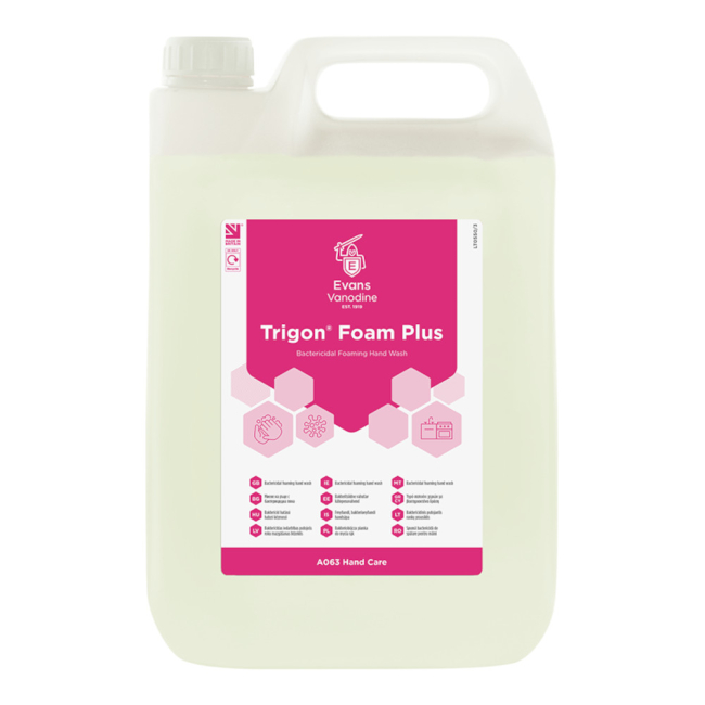 5 litre Evans Vanodine Trigon Plus Unfragranced Foam Hand Wash